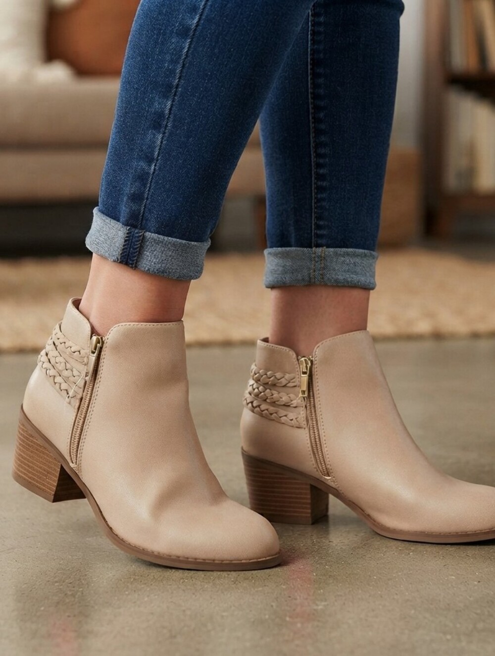 Nina Elegant Nude Ankle Boots